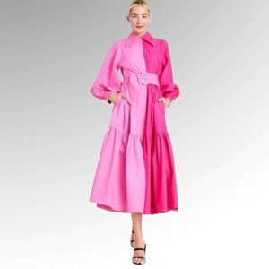 NWT Christopher John Rogers For Target Two-Tone Pink Long Sleeve Dress